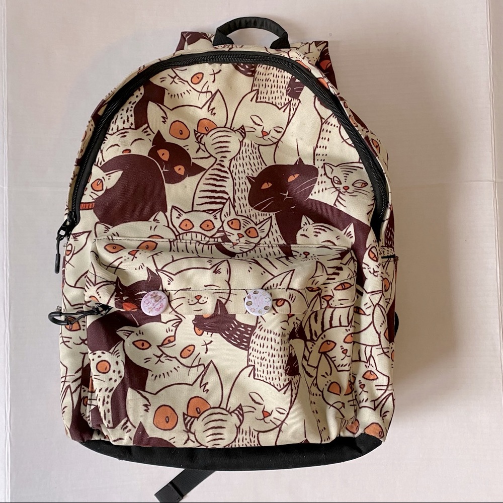 Cat pattern School College Kitty Backpack - O/S